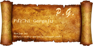 Páhi Gergely névjegykártya